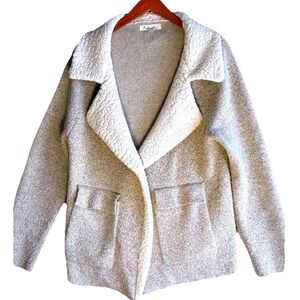 Endless Love Womens Gray Marled‎ Knit Sherpa Collar Open Front Cardigan Jacket L